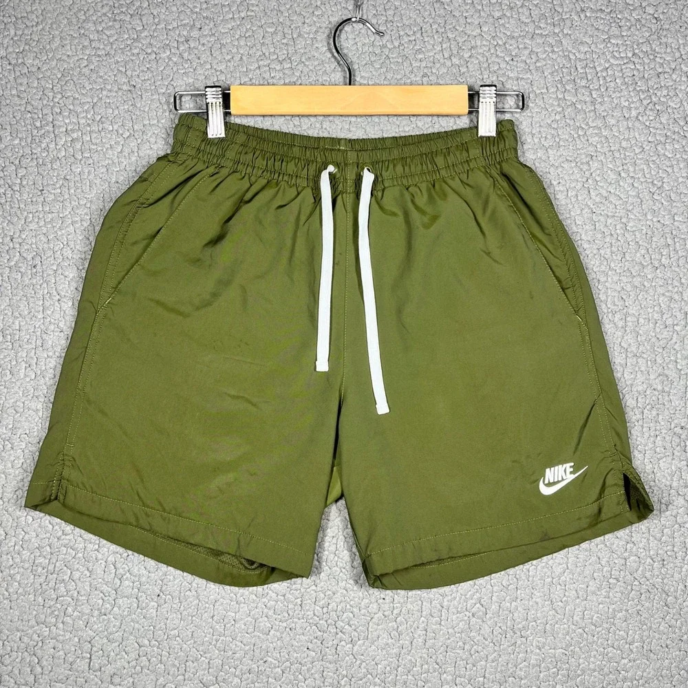 Nike Mens Sportswear Woven Flow Shorts Olive Green AR2382-326 Size Small